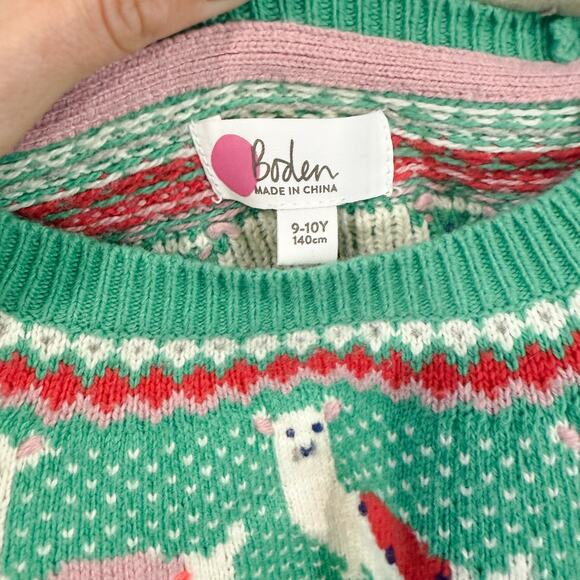 Boden Kids Llama Fair Isle Sweater 9-10 Cotton Wool Blend - Picture 2 of 5